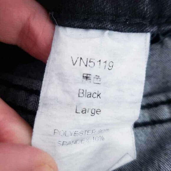 Black Jean Shorts, Distressed with Roll Hem, Large Juniors Summer Pant Short - Picture 3 of 3